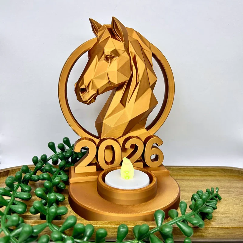 شمعدان مدل اسب آتشین طرح کریسمس 2026 مناسب برای شمع ال ای دی