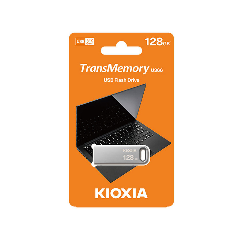 فلش‌مموری 128 گیگابایت کیوکسیا مدل U366 با بدنه فلزی، رابط USB 3.2، سرعت انتقال 200 مگابایت بر ثانیه، مقاوم در برابر ضربه و قابلیت اتصال به بند کلید