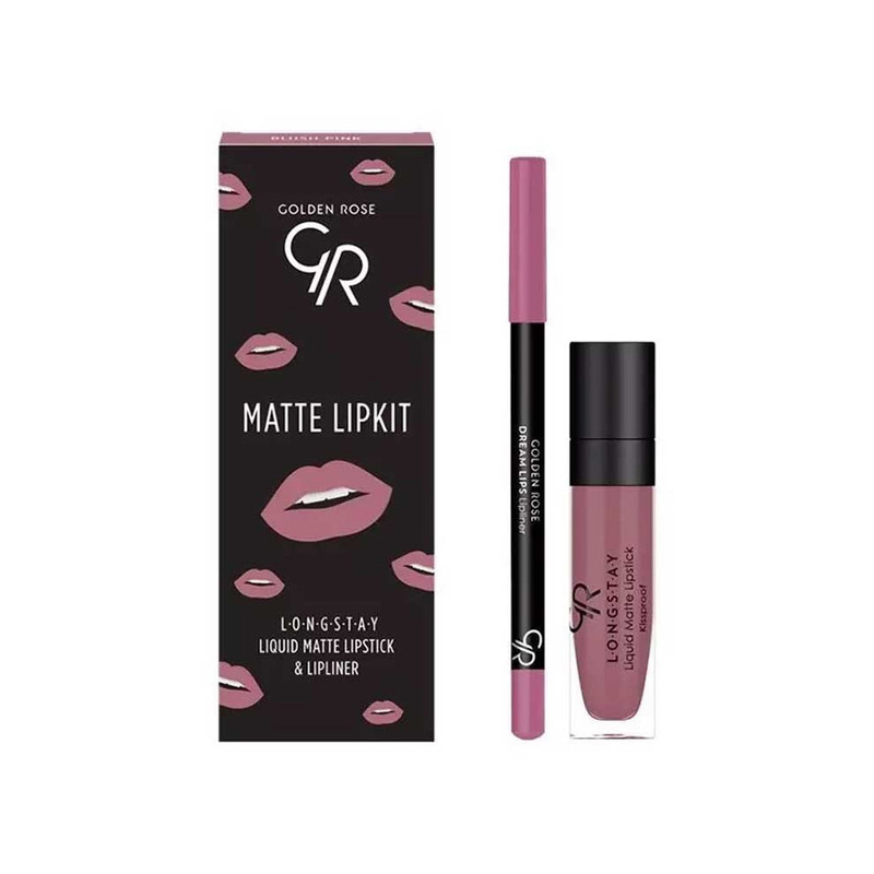 رژلب مایع گلدن رز مدل Long Lasting به همراه مداد لب گلدن رز مدل Dream