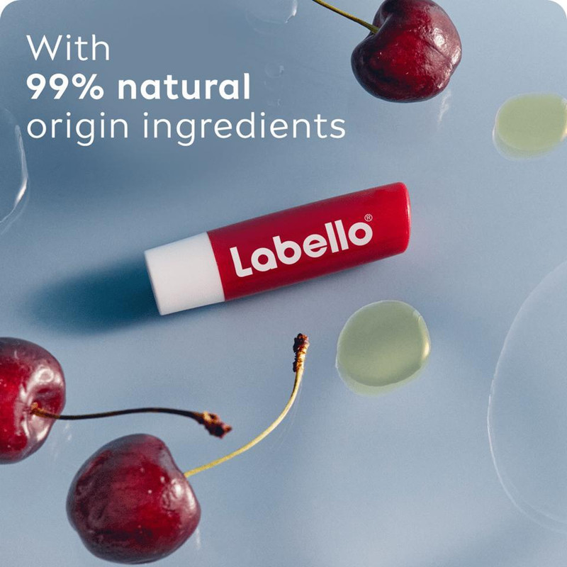 بالم لب ماتیکی لابلو مدل CHERRY-MOISTURE با عصاره گیاهی، حاوی شی باتر و ویتامین، مرطوب‌کننده 24 ساعته