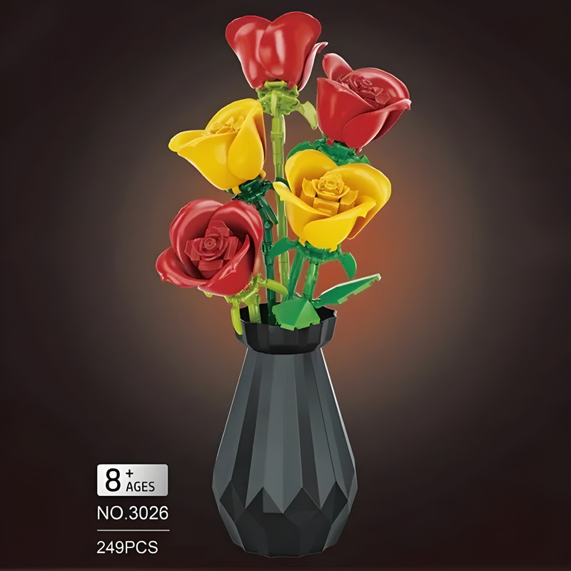 ساختنی 249 تکه مدل گلدان گل رز ROSES کد 3026