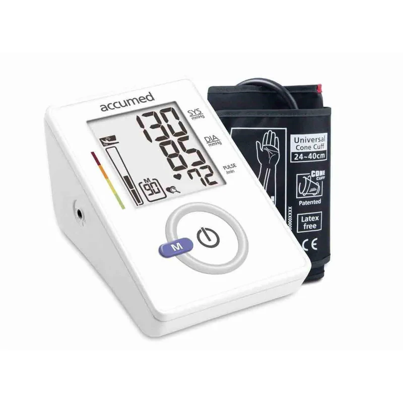 فشارسنج دیجیتال بازویی اکیومد مدل AW150F با قابلیت اندازه‌گیری ضربان قلب، تشخیص آریتمی، حافظه 90 عددی و نمایش میانگین نتایج، مناسب بازوبند 24 تا 36 سانتی‌متر