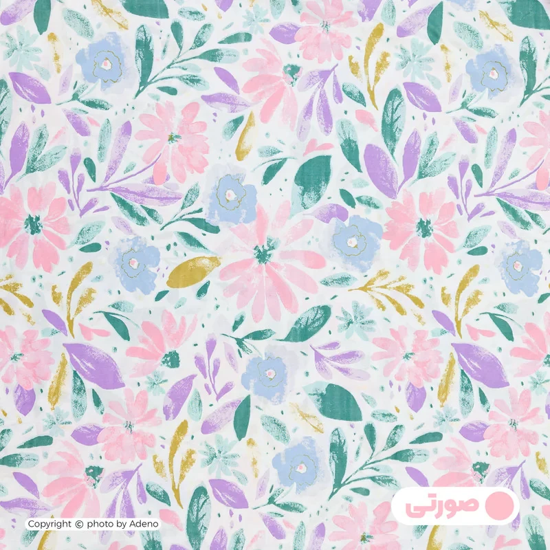 روکش لحاف کتان آدنو مدل بنفشه کد FI44 یک نفره سایز 220x160 سانتی‌متر