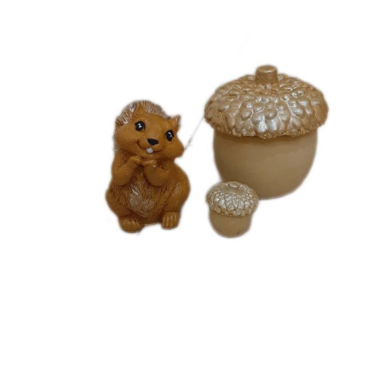 مجسمه مدل بلوط و سنجاب بسته 3 عددی