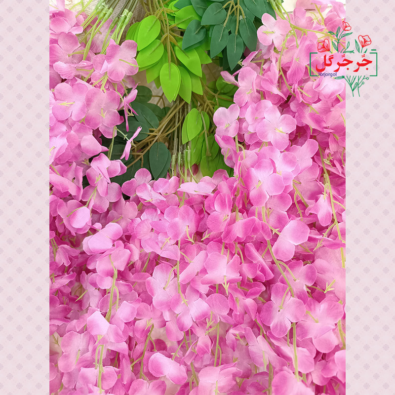 گل مصنوعی جُرجُرگل مدل آویز شکوفه آقاقیا، مناسب نصب آویزی، رومیزی و دیواری، طول 70 سانتی‌متر، وزن 250 گرم، ابعاد 30×20×70 سانتی‌متر، بسته 12 عددی