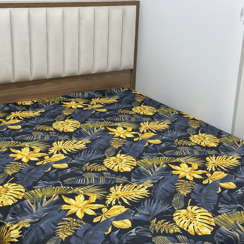 ملحفه ناتوسا مدل کشدار برگ انجیری دو نفره سایز 180x200 سانتی متر