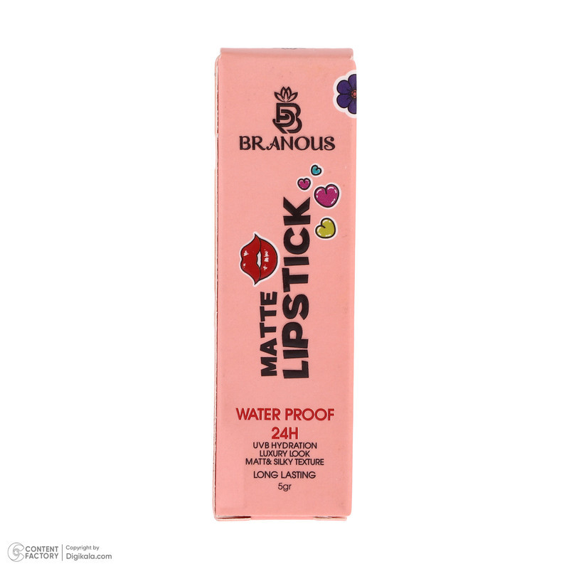 رژ لب جامد مات برانوس مدل Long Lasting رنگ قرمز شماره 601