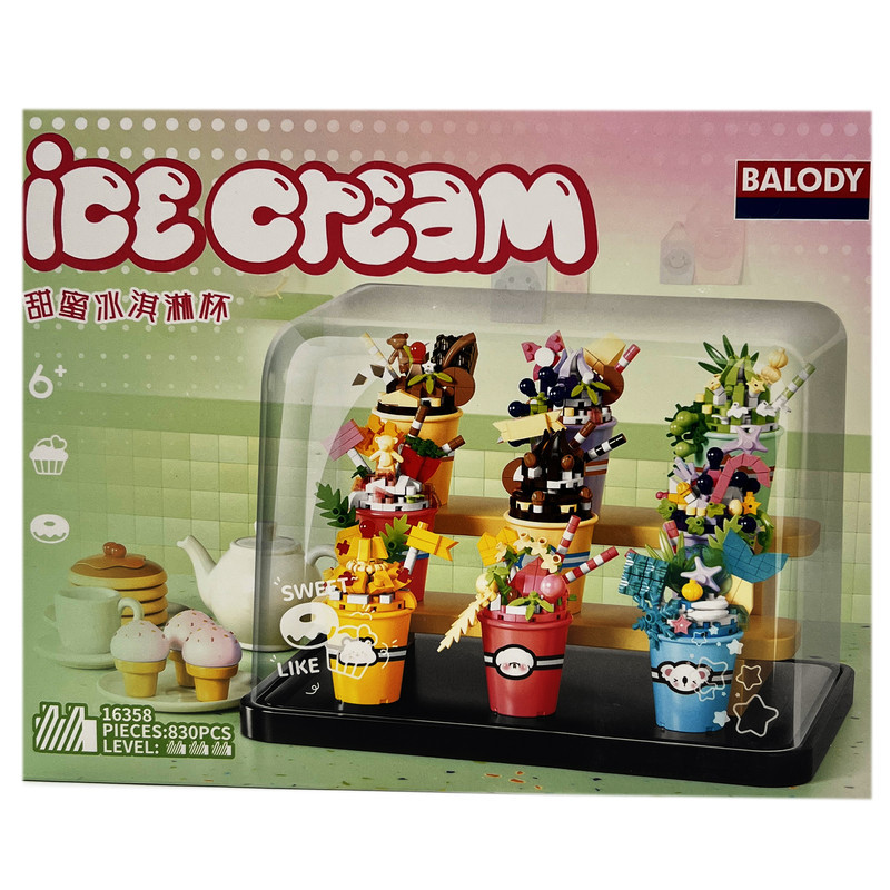 ساختنی 830 تکه بالودی مدل Ice Cream کد 16358 مجموعه 9 عددی