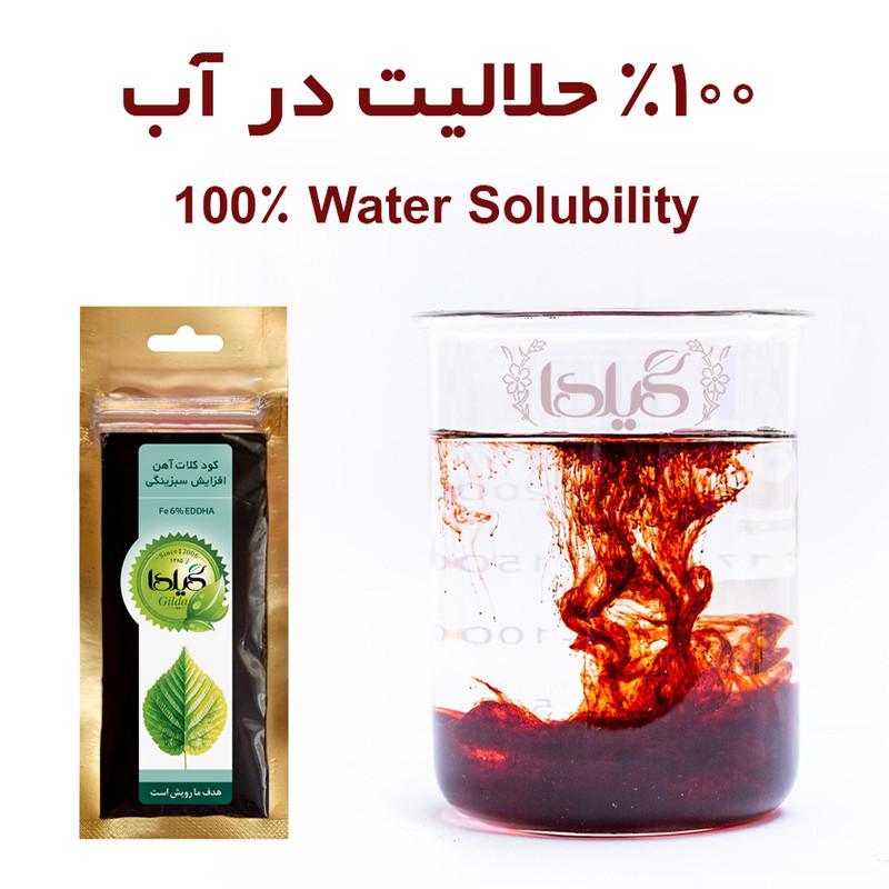 کود کلات آهن افزایش سبزینگی گیلدا مدل Fe6%-EDDHA وزن 20 گرم