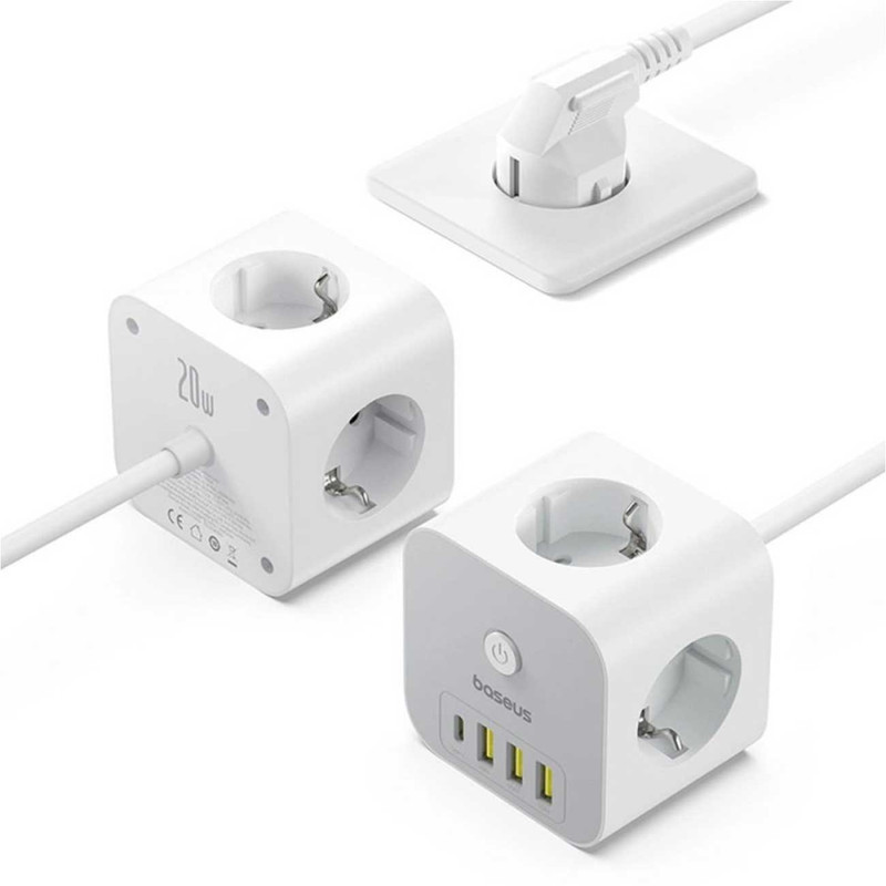 شارژر رومیزی 20 وات 4 پورت بیسوس مدل  PowerCombo Cube 20w S321A