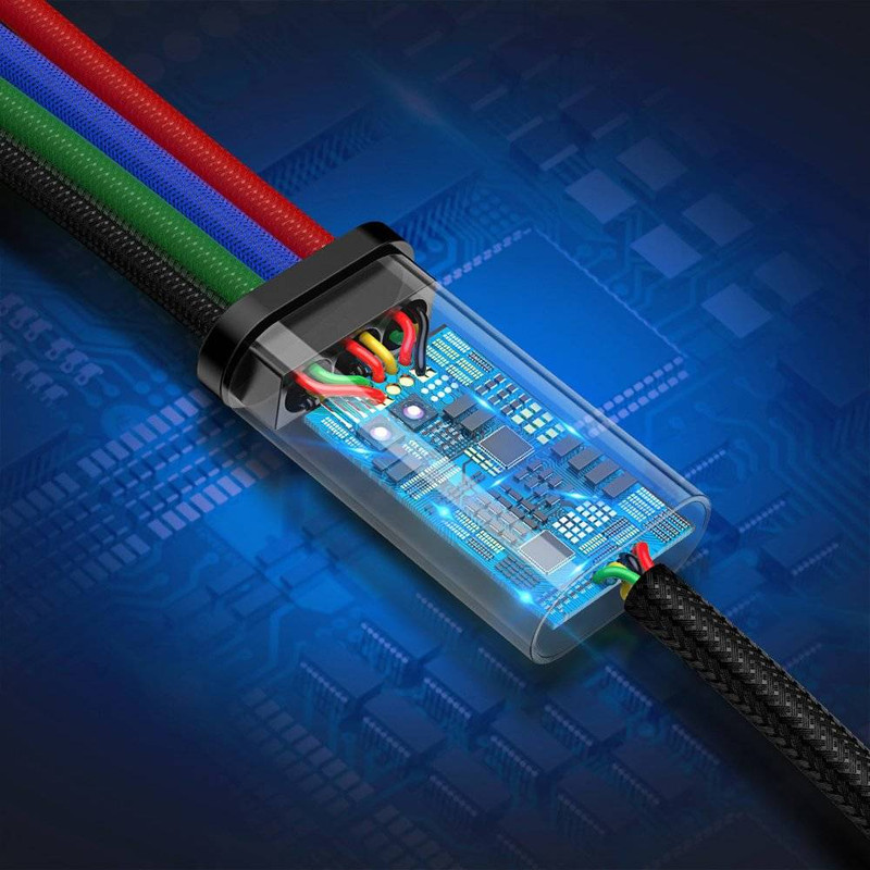 کابل تبدیل USB به لایتنینگ microUSB USB-C باسئوس مدل CA1T4-B01 طول 1.2 متر
