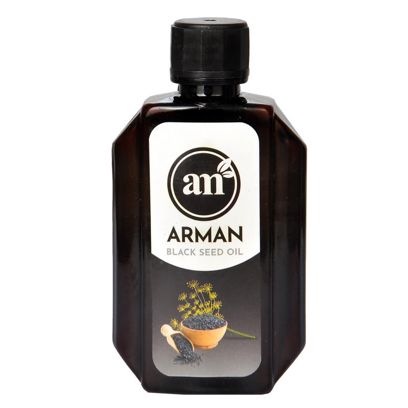 روغن سیاه دانه آرمان 60 میلی‌لیتر مناسب انواع پوست با ویتامین‌های A ،B3 ،C ،D ،E رفع آکنه، درمان پسوریازیس، نرم‌کننده پوست، آبرسان مو و بهبود علائم آرتروز مفصلی