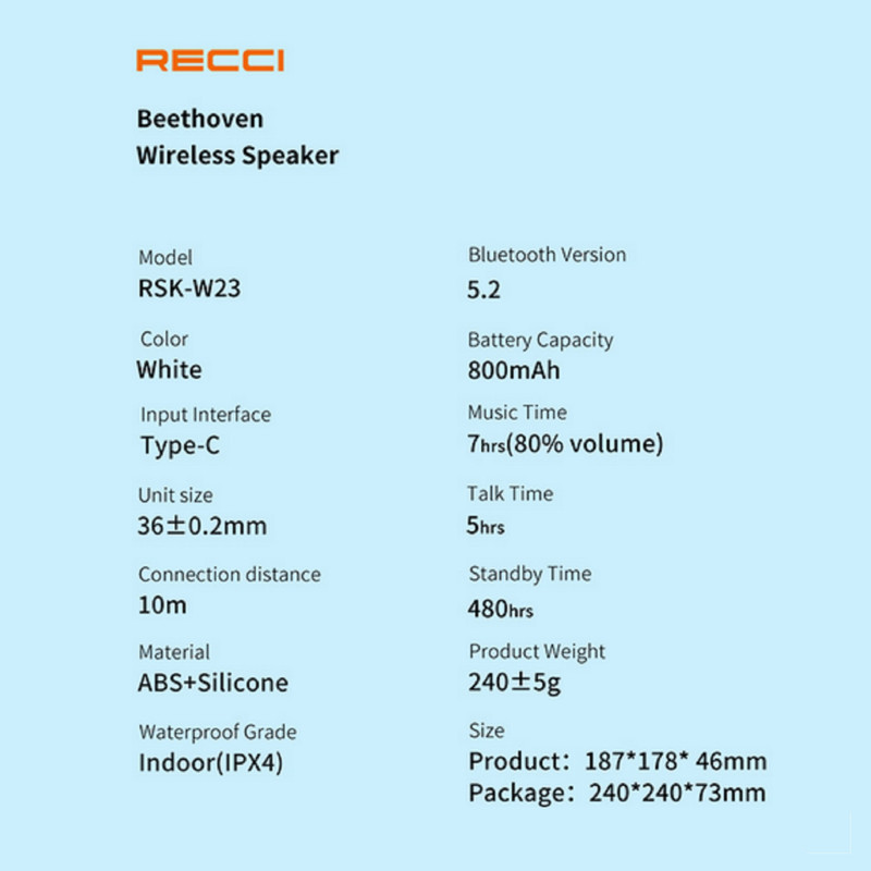 اسپیکر بلوتوثی رسی مدل RSK-W23