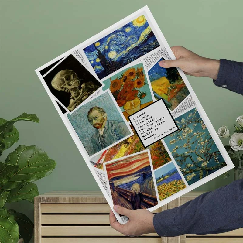پوستر کارنيکا طرح شب پرستاره فانتزی ون‌گوگ Fantasy Starry Night Van Gogh کد 95216 مجموعه 8 عددی