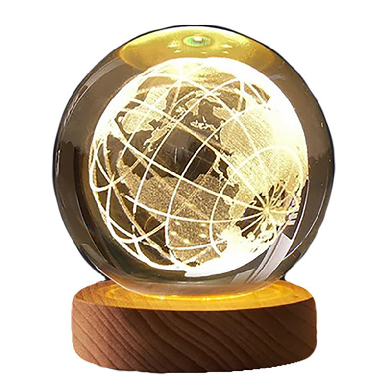 چراغ رومیزی مدل گوی کریستالی چراغدار طرح کره زمین کد 91071-2K