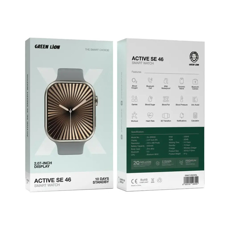 ساعت هوشمند 2.07 اینچی گرین لاین مدل ACTIVE SE 46 با بند سیلیکونی