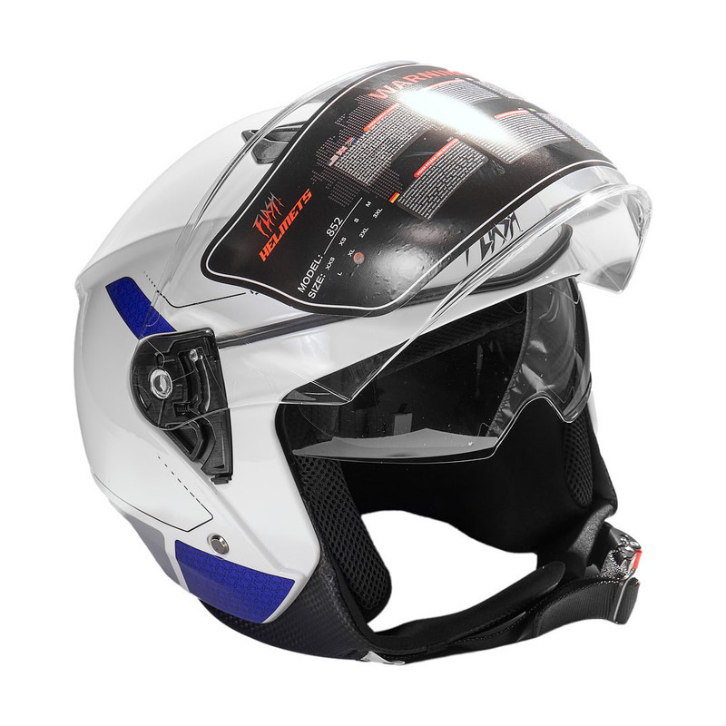 کلاه کاسکت بدون فک فلش مدل 852 glossy blue-white
