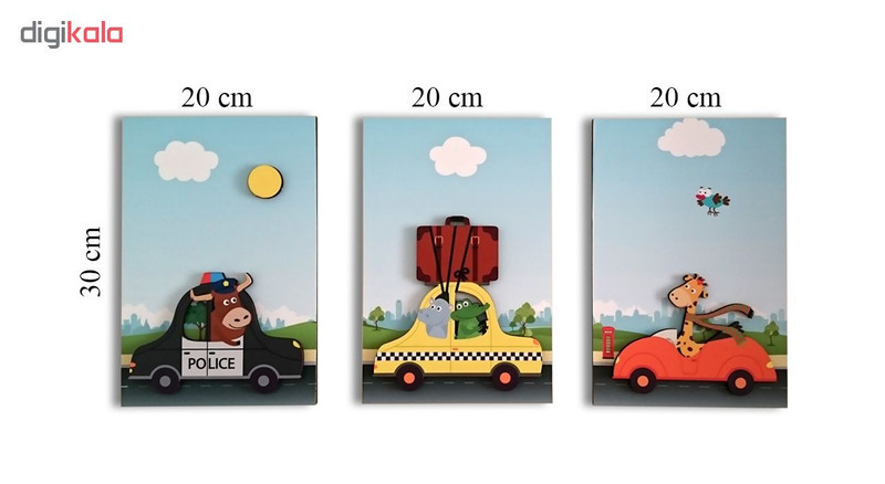 تابلو برجسته کودک باروچین مدل Animals Car