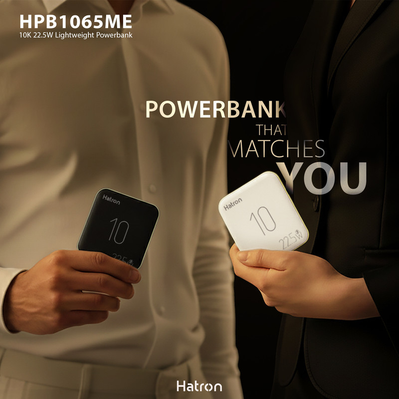 پاوربانک 22.5 وات هترون مدل HPB1065ME ظرفیت 10هزار میلی‌آمپرساعت