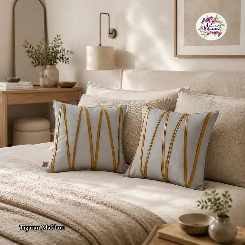کوسن تیگران مفشوو مدل افرا کد AfraGold1 سایز 38*38 سانتی متر مجموعه 2 عددی