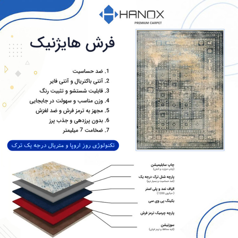 فرش ماشینی 1000 شانه هانوکس زمینه خاکستری حاشیه طوسی کرم مدل مدرن کد HAM.973.2