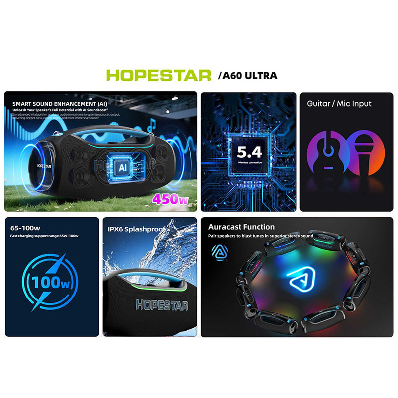 اسپیکر قابل حمل هوپ استار مدل a60 ultra