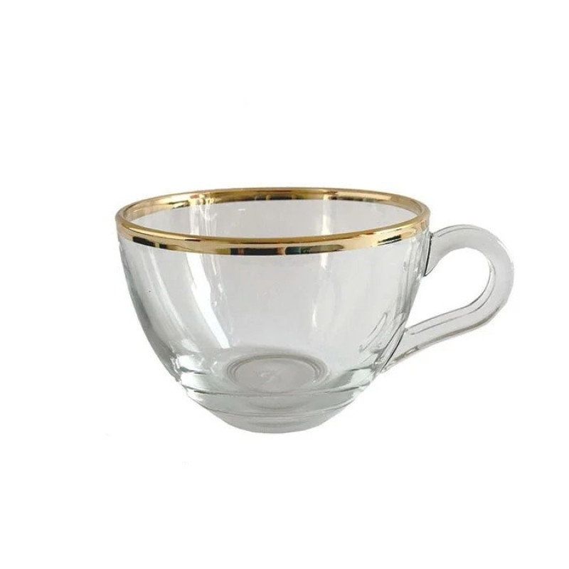 فنجان پاشاباغچه مدل باسیک لب طلا کد 55161 بسته شش عددی