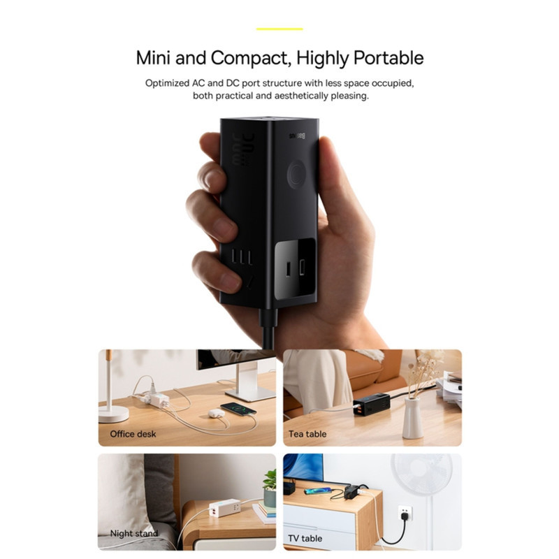شارژر رومیزی 30 وات بیسوس مدل Power Combo Digital Powerstrip