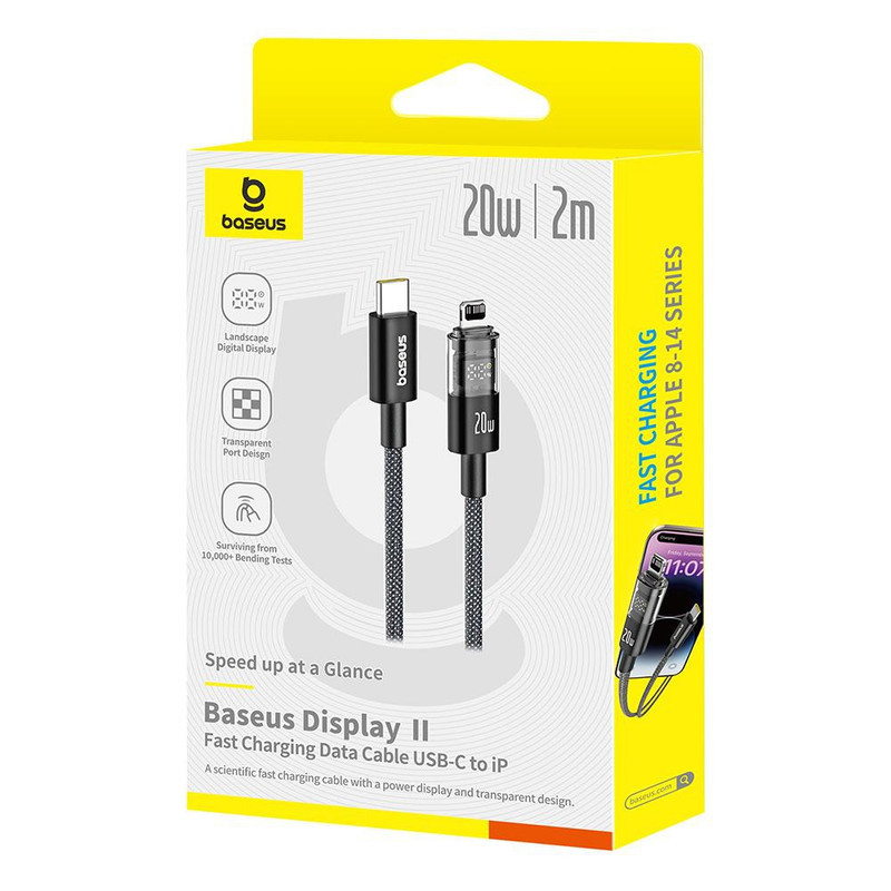 کابل تبدیل USB-C به لایتنیگ بیسوس مدل Display 2 Fast Charging طول 2 متر
