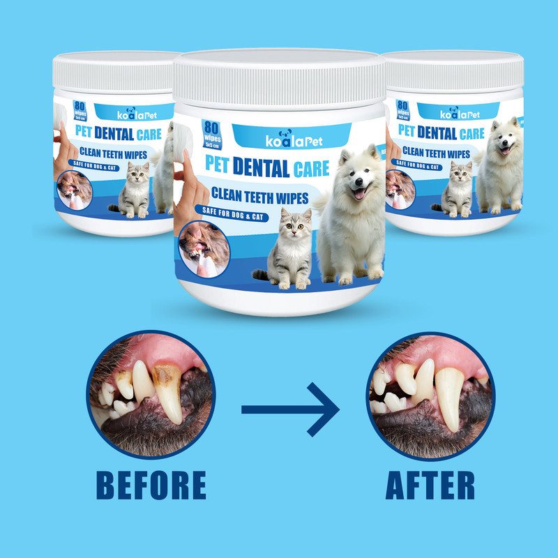 دستمال مرطوب بهداشت دندان حیوانات کوالاپت مدل dental Wipes01 بسته 80 عددی