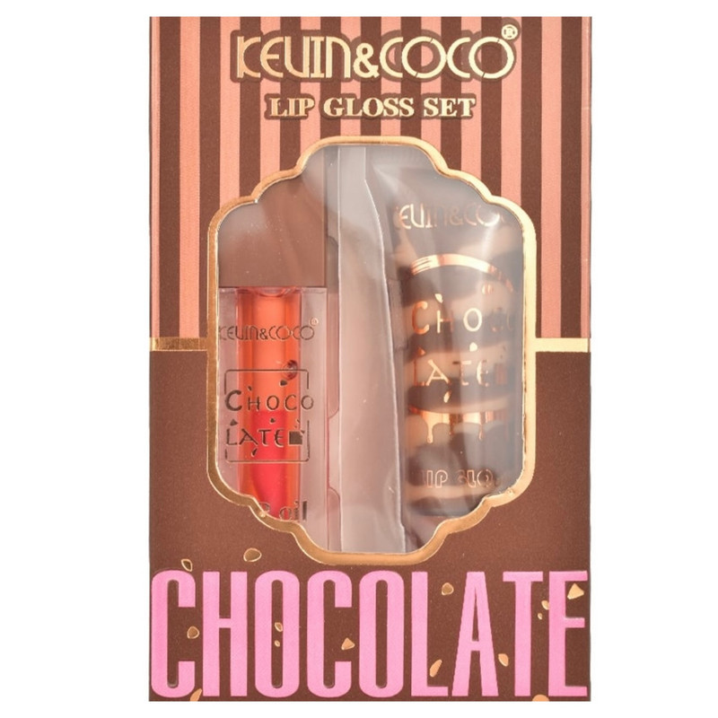 لیپ گلاس براق کوین اند کوکو مدل chocolate شماره 01 به همراه لیپ اویل کوین اند کوکو مدل Chocolate