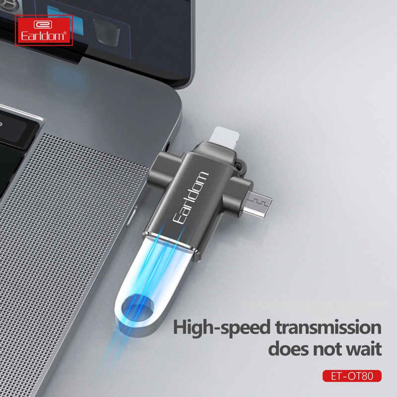 مبدل USB OTG به microUSB  لایتنینگ  USB-C ارلدام مدل ET-OT80