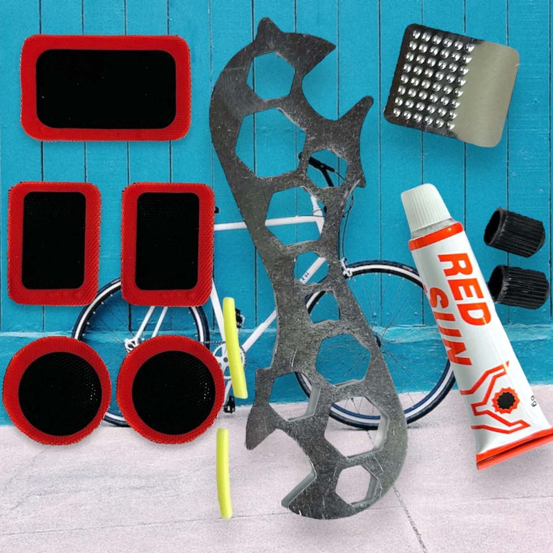 کیت پنچری دوچرخه مدل RepairKit کد 2102 مجموعه 12 عددی