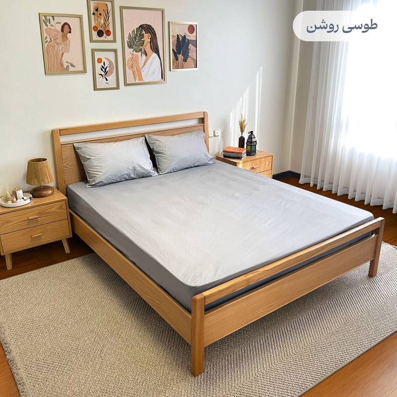 سرویس ملحفه پامیل مدل PlainHK دو نفره 3 تکه