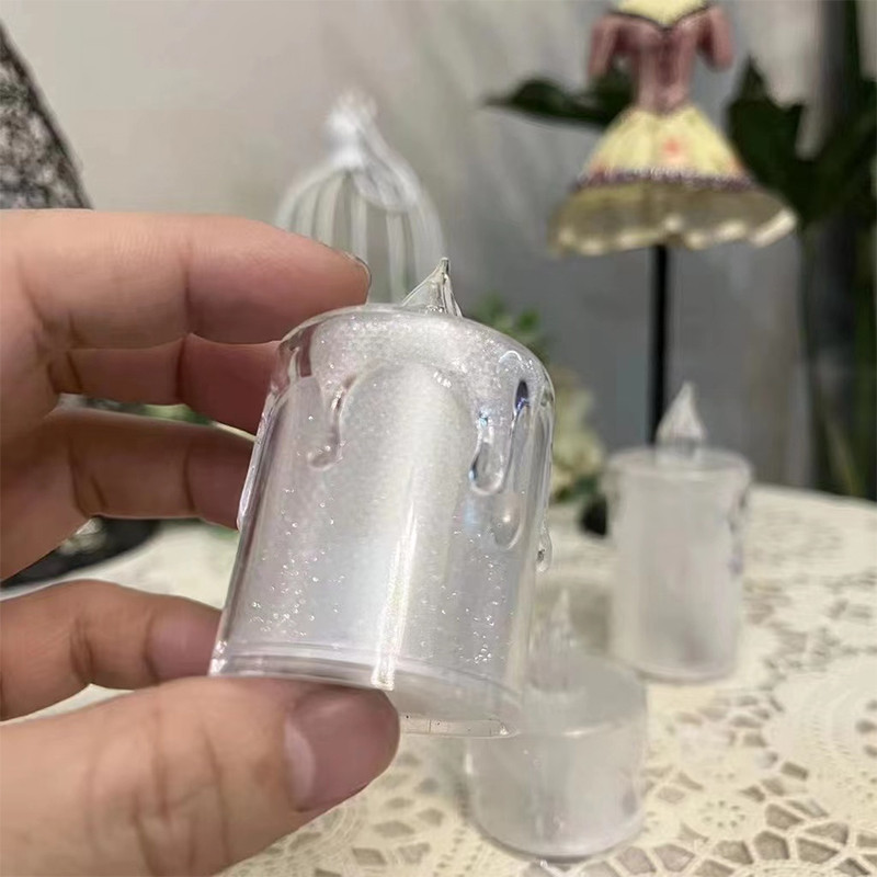 شمع ال ای دی مدل شفاف کریستالی مجموعه 3 عددی