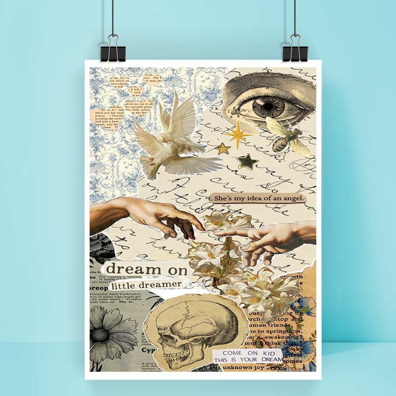 پوستر کارنيکا طرح وینتج اسکرپ بوک Vintage Scrapbook کد 44295 مجموعه 8 عددی