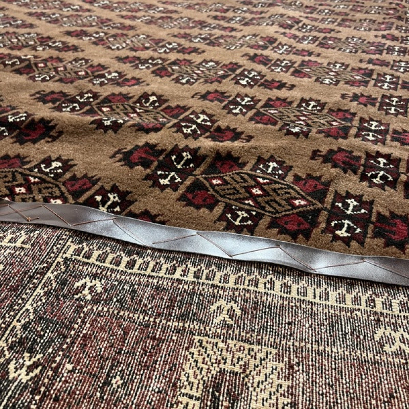 فرش دستبافت ترکمن شش متری کد Nkpa.ha.q19 زمینه قهوه ای