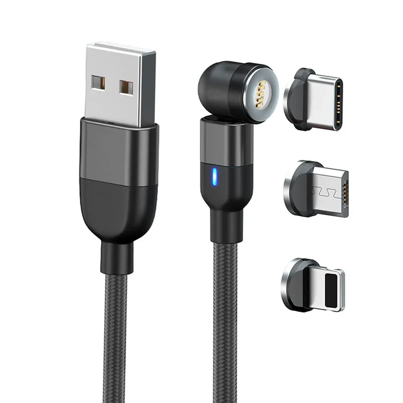 کابل تبدیل USB به MicroUSBUSB-Cلایتنینگ مدل 3:1 Magnetic طول 1 متر