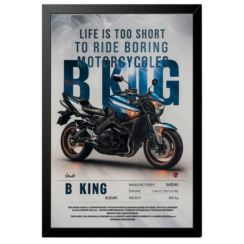 تابلو بکلیت طرح موتور سنگین سوزوکی بیکینگ SUZUKI B-KING1400 مدل B-po1903 فریم مشکی