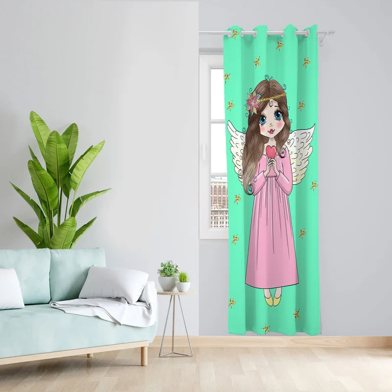 پرده مدل اتاق کودک مخمل پانچی طرح دخترانه کد 4798a سایز 140x280 سانتی متر