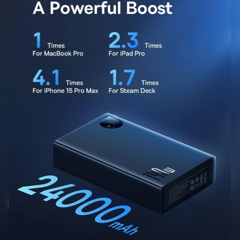 پاوربانک بیسوس مدل Adaman  140W ظرفیت 24000 میلی آمپر ساعت