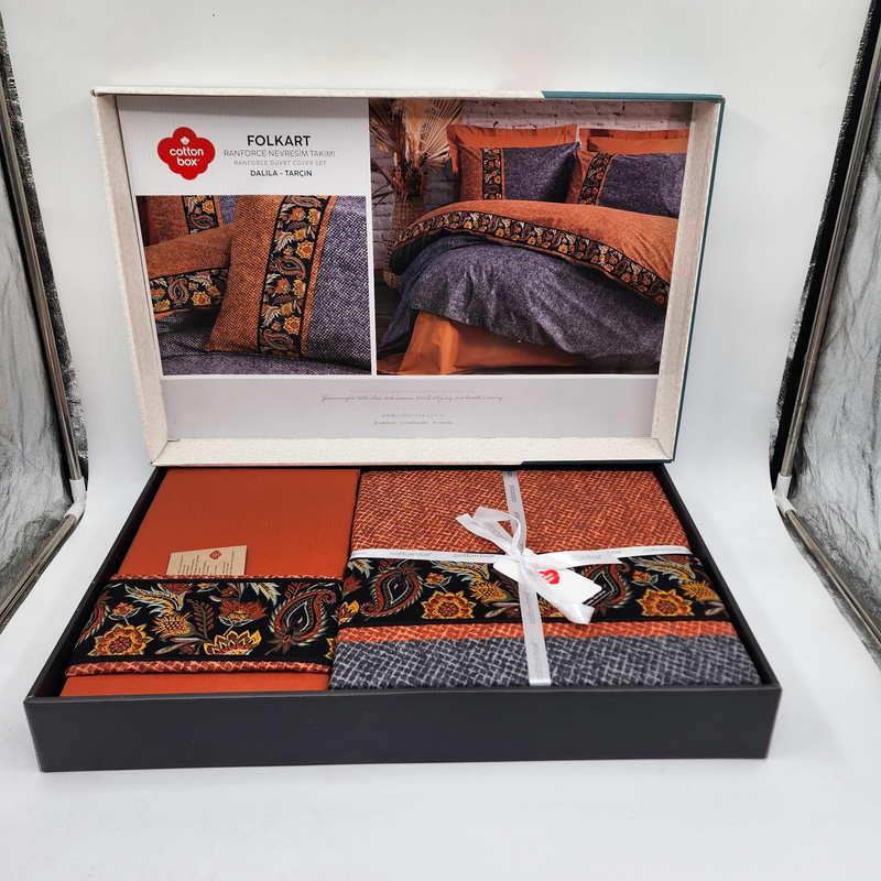 سرویس روتختی کاتن باکس مدل Folk Art Dalila Tarcin تک نفره 3 تکه
