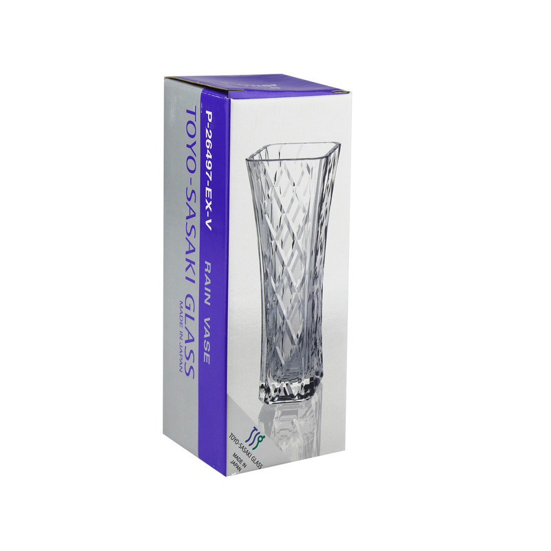 گلدان دکوری تویو ساساکی مدل رین کوچک کریستالی، ابعاد 8x8x20 سانتی‌متر، وزن 750 گرم