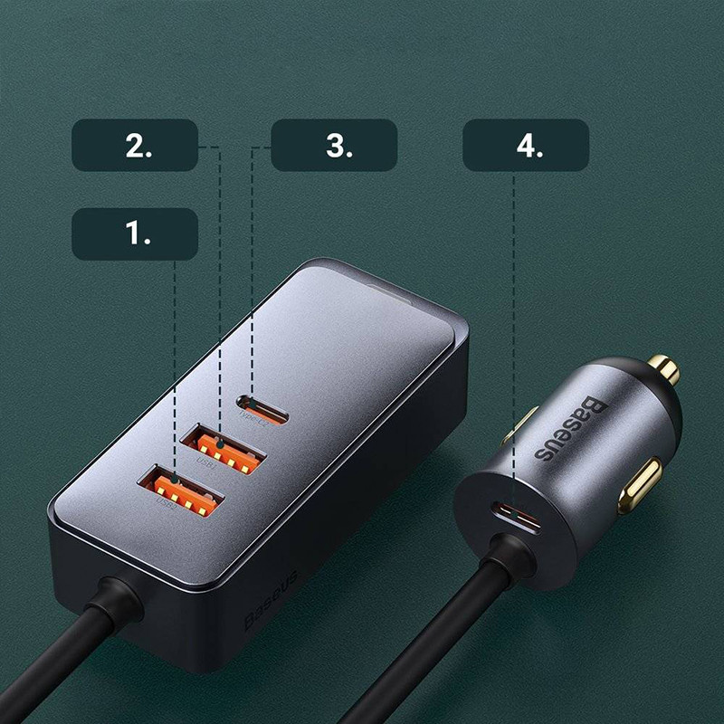 شارژر فندکی 120 وات بیسوس مدل CCBX-120C2X