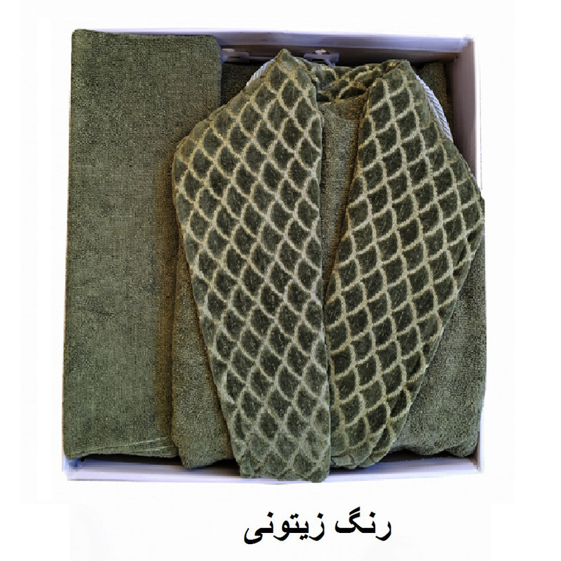 سرویس حوله پالتویی ۳ تکه هنرمند مدل AJORI سایز ۱۲۵