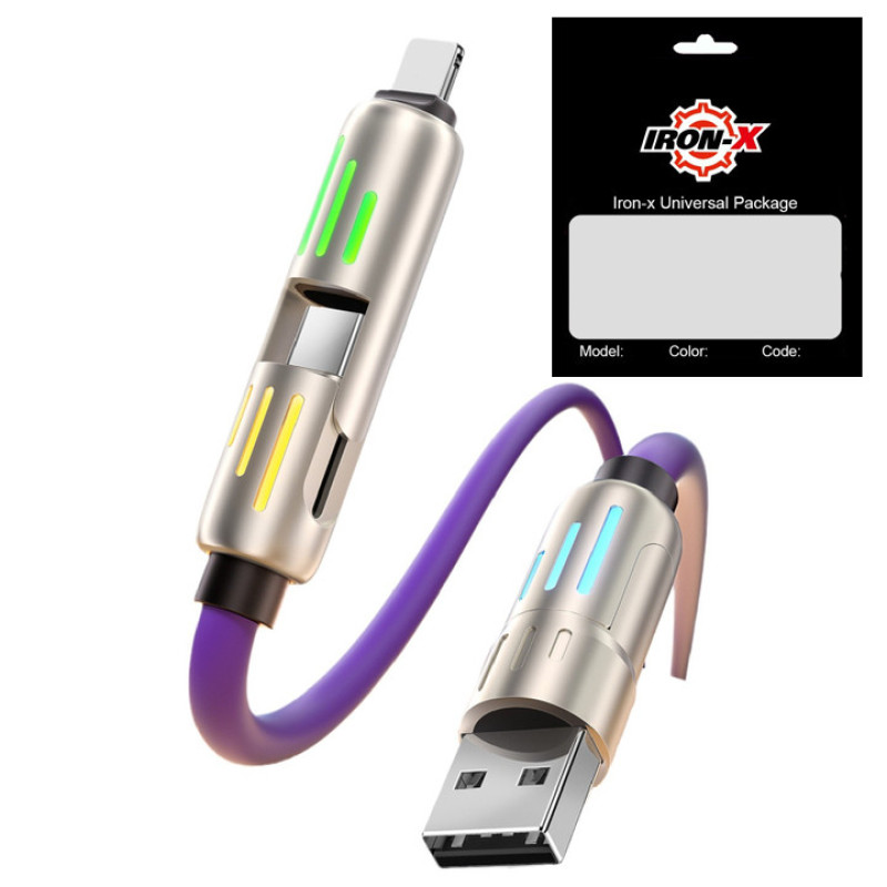 کابل تبدیل USBUSB-C به لایتنینگUSB-C آیرون ایکس مدل SUPERFAST240W 4IN1 طول 1 متر
