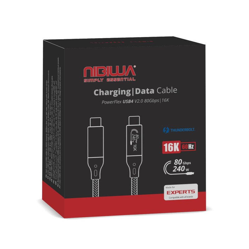 کابل USB-C نیبیوا مدل USB4 V2 ThunderBolt 5 طول 1 متر