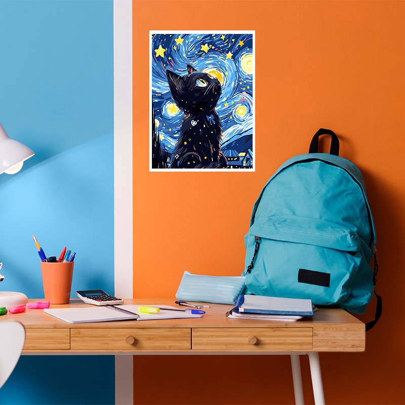 پوستر کارنيکا طرح شب پرستاره فانتزی ون‌گوگ Fantasy Starry Night Van Gogh کد 53865 مجموعه 8 عددی