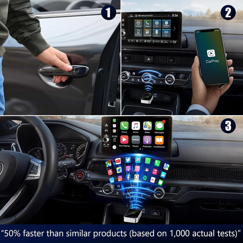 کارپلی و اندروید اتو مدل Wireless CarPlayAndroid Auto Q1JS به همراه مبدل USB به USB-C