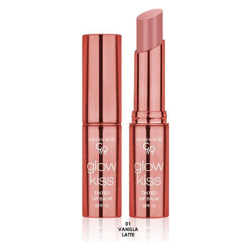 بالم لب تینت گلدن رز مدل TINTED شماره 01 بافت نرم و سبک، حاوی ویتامین E و عصاره، محافظت SPF 15، رطوبت‌رسانی قوی، ماندگاری بالا و نمای نسبتا براق
